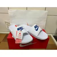 在飛比找蝦皮購物優惠-Nike拖鞋/男款/白底藍logo/全新