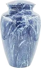 Modern Design Aluminum Granite Alike Adult Burial Urn Handcrafted Memorial Cremation Ashes Memorial (Blue, L)