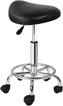 Artiss PU Salon Stool, Bar Stools Swivel Lounge Drafting Chair Piano Guitar Seat Barber Chairs Outdoor Spa Indoor Home Office Kitchen Furniture, Adjustable Height Hydraulic Lift Black