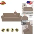 Oversized Stretch Jacquard Sofa Cover - Machine Washable Protector in Camel