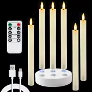 Rechargeable Flameless Taper Candles, Real Waxy LED Candlesticks Flickering, ...