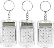Garneck 3pcs Mini Electronic Calculator Keychain Portable Pocket Calculator for Students Durable LCD Key Ring with Basic Arithmetic Functions