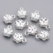 50 Hang Bails Charm Hangers Shiny Silver Bulk Findings Wholesale Lot Flower
