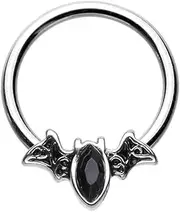 [Covet Jewelry] Bat Outta Hell Steel Captive Bead Ring