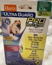 Hartz Ultra Guard Pro TRIPLE ACTION FLEA & TICK DROPS for Dogs & Puppies 5-14 LB