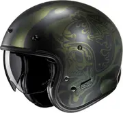 HJC V31 Flame Jet helmet, black-green, Size M for Men Black Green