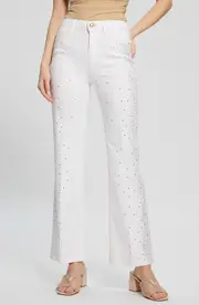 GUESS 1981 Kick Flare Rhinestone Jeans in Soda Bling at Nordstrom, Size 28 X 29