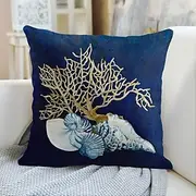Blue Seashore Coral Double Side Pillow Cover 1PC Soft Decorative Square Cushion Case Pillowcase for Bedroom Livingroom Sofa Couch Chair