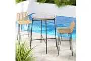 Gardeon 3-Piece Outdoor Bar Set Wicker Table Chairs Patio Bistro