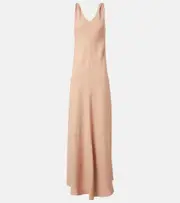 [Loro Piana] Loro Piana Callie linen crêpe maxi dress AU 10 beige