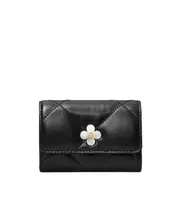 Tory Burch Kira Clover Quilted Flap Card Case One size Black
