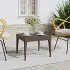 NNEVL Side Table Brown 50x50x38 cm Poly Rattan and Tempered Glass