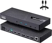 WAVLINK Triple Display Universal USB C Docking Station with 100W PD, 1x4K HDMI, 2x2K HDMI&DP, 2xUSB-C, 4xUSB 3.1-10Gbps, 1xRJ45, 1xAudio&Mic, 15-in-1 USB-C Dock for Intel/M1/M2-Mac/Dell/Asus, Widows