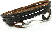 [N\C] Fashion Handmade Multilayer New Punk Vintage Fish Hook Charm Wrap Brown Genuine Leather Bracelets Men Women Jewelry Accessories