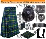 Scottish Handmade US Army Tartan 8 yard Kilt & Accessories Package for Men's