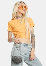 [Mink Pink] Marigold Vance Ribbed Cutout Crop Tee