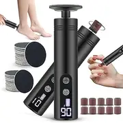 2 in 1 Electric Foot Callus Remover, 9 Speed Adjustable Foot Sander with LED Display, Electric Foot Grinder with 2000 mAh Rechargeable Battery, for Callus Removal, Replaceable Sandpaper Discs (Black)