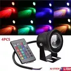 4Pack 10W RGB Spotlight Remote LED Flood Light Garden Fountain Underwater Lamp