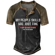 Men's Graphic Color Block Letter Henley Shirt Tee Short Sleeve 3D Print Fashion Designer Comfortable Outdoor Casual Daily Summer Black Henley Henley T-Shirt