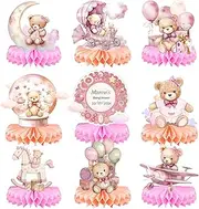 Table Runner Christening Girl Decorations Christening Tableau Decoration Birth Girl Hot Air Balloon Welcome Birth Girl Table Decoration Set Tablecloth Christening Kit Baby Shower Bear