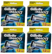 Gillette Mach3 Razor Blade Refills, 48 Cartridges NEW (4x 12 Count)
