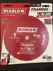 Diablo 7-1/4 in. x 24-Tooth Framing Saw Blade Value Pack (2-Pack) - D0724VPX