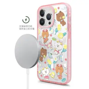 line friends布朗熊正品iphone15手機殼磁吸Magsafe超薄適用蘋果15pro外殼透明卡通14pro新款2023手機套防摔