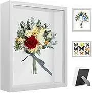 Shadow Box Picture Frame Wall Mounted Shadow Box Display Cases Rectangle Tabletop Shadowbox Frame Simple Elegant Shadow Box Black/White for Display Photos Medals Awards Tickets Crafts Souvenir (Black)