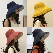Reversible Wide Brim Bucket Hat Navy Blue - One Size