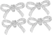 [Homoyoyo] 2 Pairs Sparkling Rhinestone Shoe Clips Silver Detachable Bow Shoe Charms Elegant Crystal Heel Accessories For Heels Wedding Bridal Party Decorations