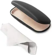 [KEMUZ] Hard Case Glasses Case, Scratch-Resistant Glasses Box, PU Leather Hard Case with Cleaning Cloth, Portable Glasses Case, Sunglasses Case, for Women and Men