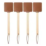 4 Pieces 17.3 Inch Fly Swatter Leather Fly Swatter Long Fly Swatter Manual Fly Swatter Wood Handle B Brown & Wood Color