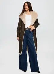 [Princess Polly] Kairos Shearling Detail Coat Brown