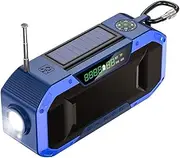 Emergency AM/FM Hand-Crank Radio, Portable Solar Weather Radios with Bright Flashlight, Compass, SOS Alarm and 5000mAh Power Bank, for Outdoor Camping