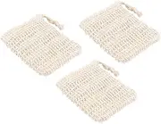 SOESFOUFU 3pcs Soap Foaming Exfoliating Soap Pocket Soap Protection Shower Soap Holder Soap Saver Exfoliating Soap Saver Soap Pouch Soap Holder Maker Jute Yellow