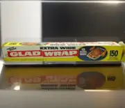 NOS Vtg GLAD WRAP cling wrap Extra Wide kitchen Prop decor 1970's 150sq Ft