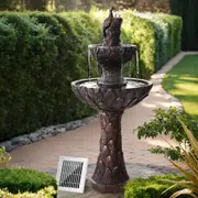 1x Gardeon Solar Water Feature 3 Tiers Peacock 106cm