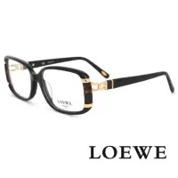 在飛比找momo購物網優惠-【LOEWE 羅威】鎖鍊時尚經典皮革款 光學眼鏡(黑 - V