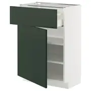 METOD / MAXIMERA base cabinet with drawer/door, white/Havstorp deep green, 60x37x80 cm