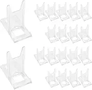 Anlayliay 20 Pcs Display Stand, Acrylic Plate Stands Adjustable Sliding Clear Display Stand Easel Two Part for Plates,Books