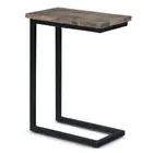 Industrial C-Side Table Solid Wood Top with Metal Frame 18 inch Fully Assembled