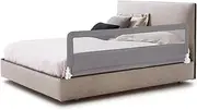 BABY JOY Bed Rail Guard for Toddlers, 180 x 55 cm Foldable Baby Bed Rail w/Removable Safety Strap for Crib, Twin, Double, Queen & King Size Bed, Swing Down Children Safety Bedrail (Grey)