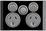 Clipsal Saturn Double Powerpoint with Removable Extra Switch Espresso Black