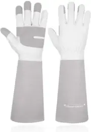 Long Sleeve Cowhide Leather Gardening Gloves Thorn Proof Rose Pruning Work Glove