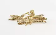 9901241 925er Silver Gold Plated Brooch Putto on Dragonfly 2, 5x4, 8cm