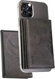 TECHMADE Etres Magnetic Wallet Compatible with MagSafe for iPhone 16/15/14/13/12 Series, PU Leather Card Holder, Cash Pocket and 6 Card Slots, Black, One Size