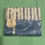 NEW Vintage SPRINGMAID Blue White Stripe Double Bed Size Flat Sheet Cotton