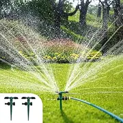 Proxima Direct 2 Pack Yard Sprinkler 360° Rotating Lawn Sprinkler with Up to 3,000 Sq. Ft Coverage - Adjustable, Weighted Gardening Watering System (Green)