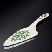 LENOX Dessert Pie Cake Server Holiday Holly Design #800938 New No Box Porcelain