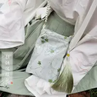 在飛比找蝦皮購物優惠-森系古風蕾絲刺繡漢服包中國風小方包拉鍊包搭配古著斜跨手機袋1